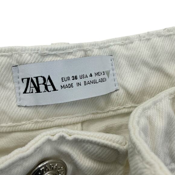 Zara Cut Off Shorts Womens Beach Casual Size 4 White - Picture 6 of 13
